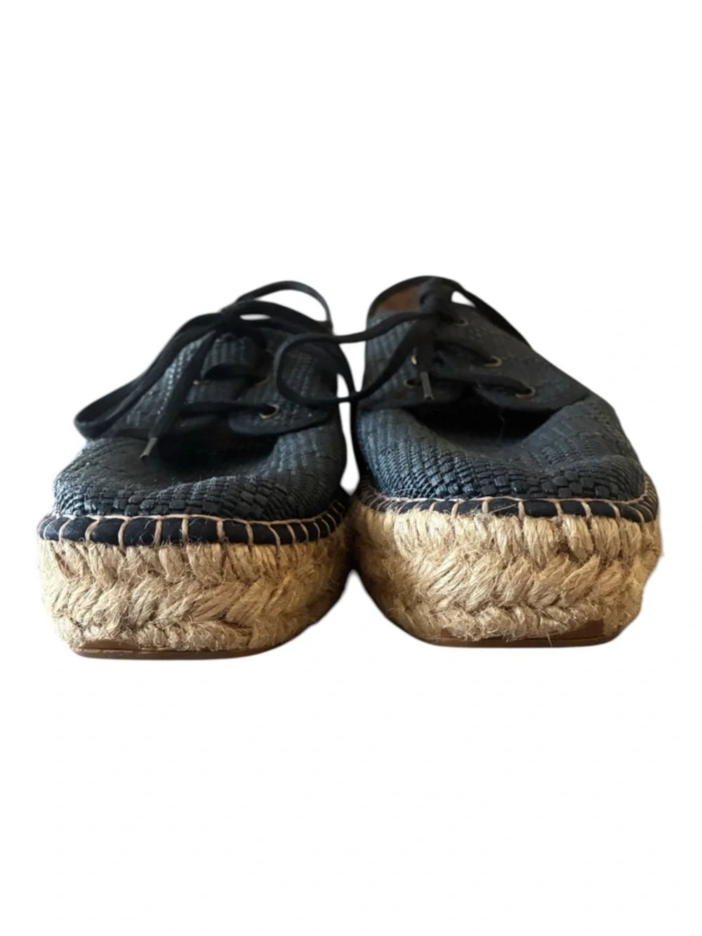 Gaimo Spanish Jute Platform Lace-Up Espadrilles | Navy Woven | Size 40 US 9-9.5
